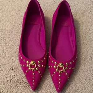 Jeffrey Campbell Fuchsia Flats with Gold Studs